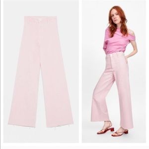 Zara wide leg high waisted pink jeans